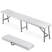YEXJ 6 FT Plastic Folding Bench Portable Outdoor Bench Dining Seat with Handle White