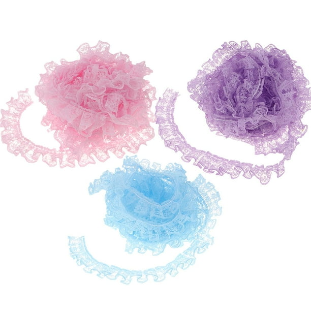 3 Rolls Lace Ribbon Handcraft Accessories for Bridal Christmas Package DIY Craft Baoblaze none