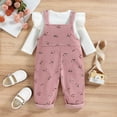 thumbnail image 5 of Douhoow 2 Piece Kid Girl Outfits, Long Sleeve Ribbed Tops+Floral Print Suspender Pants, 5 of 8