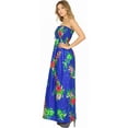 thumbnail image 2 of LA LEELA Women's Beach Casual Slit Maxi Strapless Dresses Summer Tube Dress One Size Navy, Floral, 2 of 5
