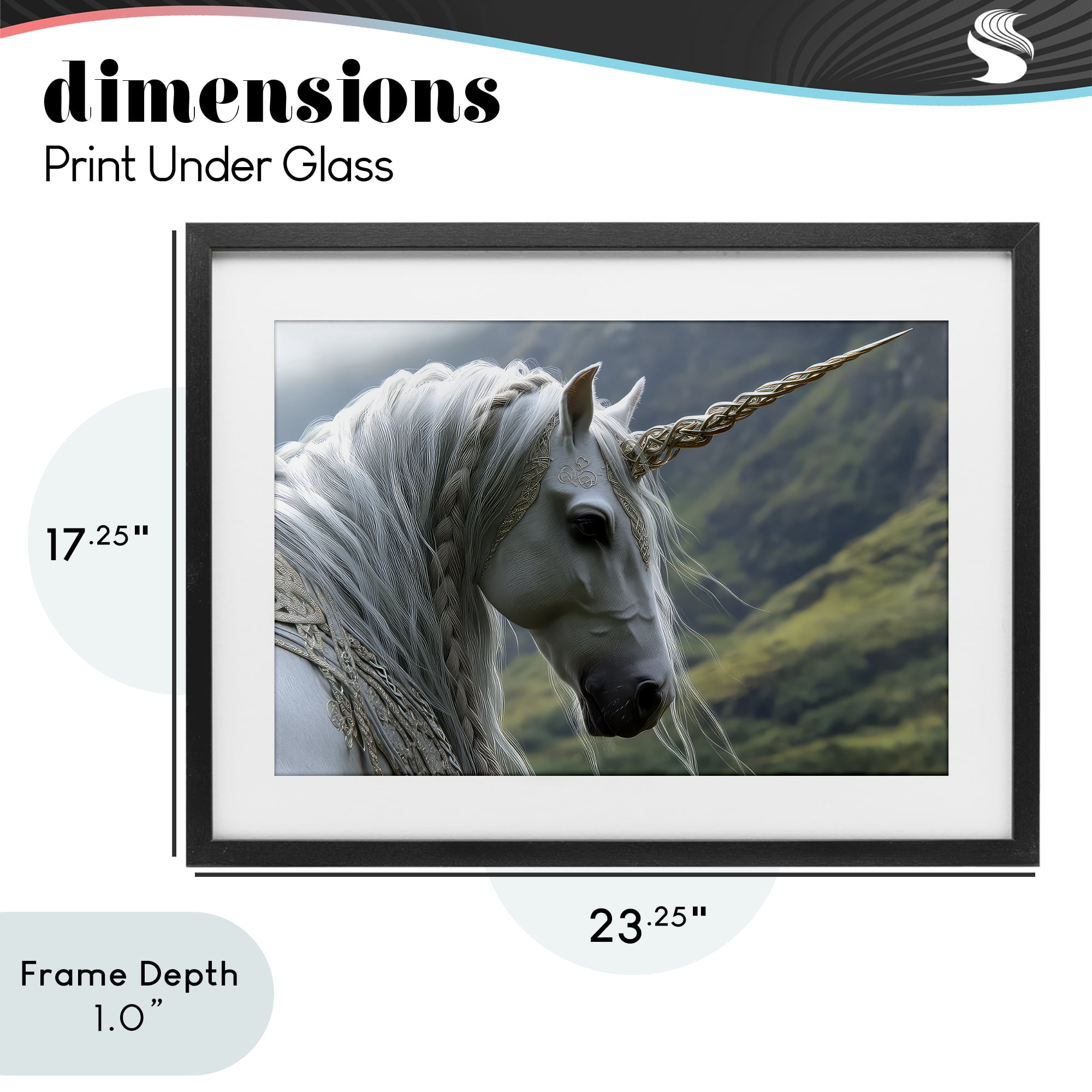 Stupell Industries Celtic Unicorn Braided Mane Black Framed Print Under Glass, design by The Wands Want
