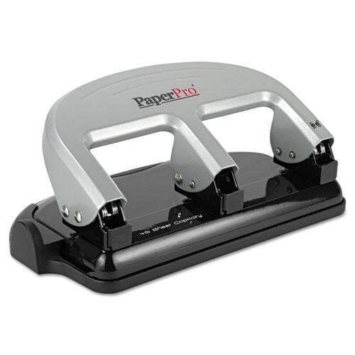 ACCENTRA, INC 2240 40-Sheet Traditional Three-Hole Punch, Rubber Base, Black/Silver
