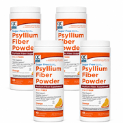 Quality Choice Psyllium Fiber Powder, Sugar Free Orange Flavor, 10 oz, 48 Doses, Naturally Derived Vegetable Fiber Supplement for Daily Fiber Intake 4 Pack