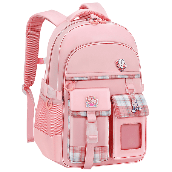 KIVDIT School Backpack for Girls,Fashion Waterproof Kids Teens Bookbag Large Capacity School Bag,Pink