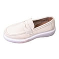 thumbnail image 5 of Women’s Casual Slip On Loafers Faux Suede Lightweight Non Slip Walking Flat Platform Dress Orthotic Shoes Beige Size 6.5, 5 of 7