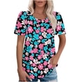 thumbnail image 1 of Amzcrzy Hauts pour Femmes Hauts d'Été pour Femmes T-shirt à Manches Courtes Imprimé Col Rond Printemps/été pour Femmes Hauts à Manches Courtes pour Femmes Hauts de Sortie pour Femmes, 1 of 6
