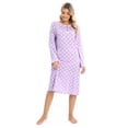 thumbnail image 5 of EFINNY Women's Nightgown Long Sleeve Soft Comfy Sleepwear Henley Neck Button Down Nightdress Retro Polka Dot Mid-Length Nightshirt,S, 5 of 7