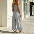 thumbnail image 5 of Yyuenw Women One Shoulder Matching 2 Piece, One Shoulder Sleeveless Tank Top Drawstring Wide Leg Pants Summer Casual Vacation Athleisure Set, 5 of 6