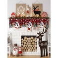 thumbnail image 3 of Christmas Mantel Scarf Fireplace Decorations for Living Room, Snowman Poinsettia Pine Tree Red Black Plaid Fireplace Mantel Scarf Cover Runner for Halloween/Thanksgiving/Christmas Decor 90"x17", 3 of 6