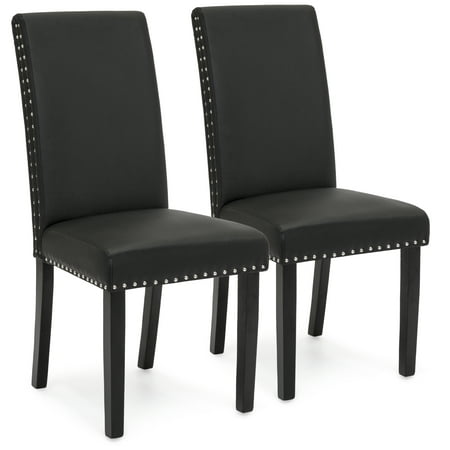 Best Choice Products Set of 2 Studded Faux Leather Parsons Dining Chairs -