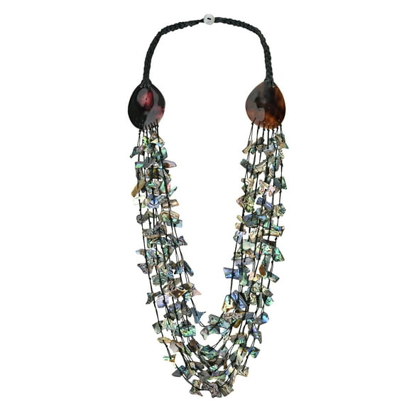Luxurious Abalone Shell Cascading Waterfall Cluster Statement Necklace