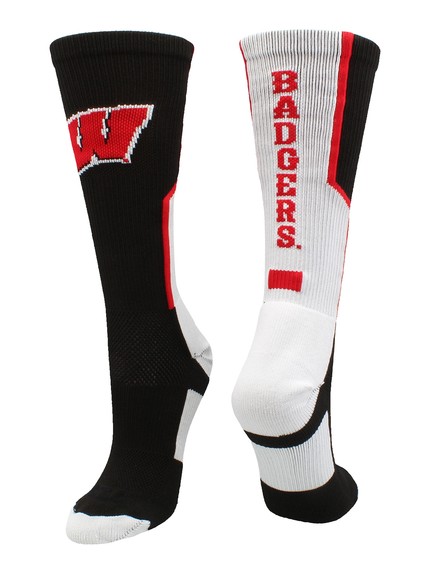 Wisconsin Badgers Perimeter Crew Socks (Black/White/Cardinal, Large ...