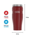 thumbnail image 3 of Vaso de Viaje Thermos Rojo Mate Aislamiento al Vacío Acero Inoxidable 16 Onzas, 3 of 7