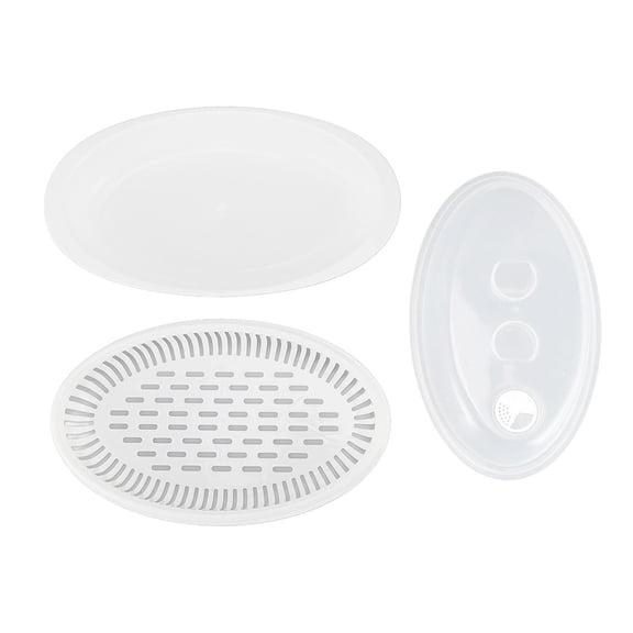 BIMZUC Food‑Grade Microwave Steamed Fish Plate with Lid – Fast Heat Conduction, Moisture‑Locking Steamer for Kitchen