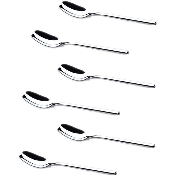 Xiao Hua 6 cucharas de acero inoxidable 304 para café, cuchara de mango largo, cuchara de cabeza cuadrada.