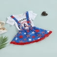 thumbnail image 2 of Newborn Girl Independence Day Skirts Outfits  Short Sleeve Letter Printed Romper+ Star Pattern Suspenders Skirts Set, 2 of 6