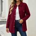 thumbnail image 2 of Women Waffle Knit Shacket Sevevn Point Collar Button Down Oversized Fit Textured Waffle Fabric Dual Chest Pockets Long Sleeve Outerwear For Daily Casual Wear, 2 of 8