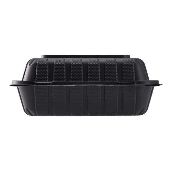 Karat Earth 8 x 8 Mineral Filled PP Hinged Container, 3 Compartment - Black