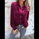 thumbnail image 5 of Camisetas Casuales de Larga con Botones de Terciopelo de Invierno para Mujer Rojo Vino L, 5 of 8
