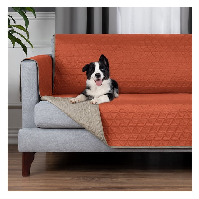 Protector de Sala 3 Pzas Reversible Pinsonic, Real Textil (Naranja - khaki, ch/m/g)