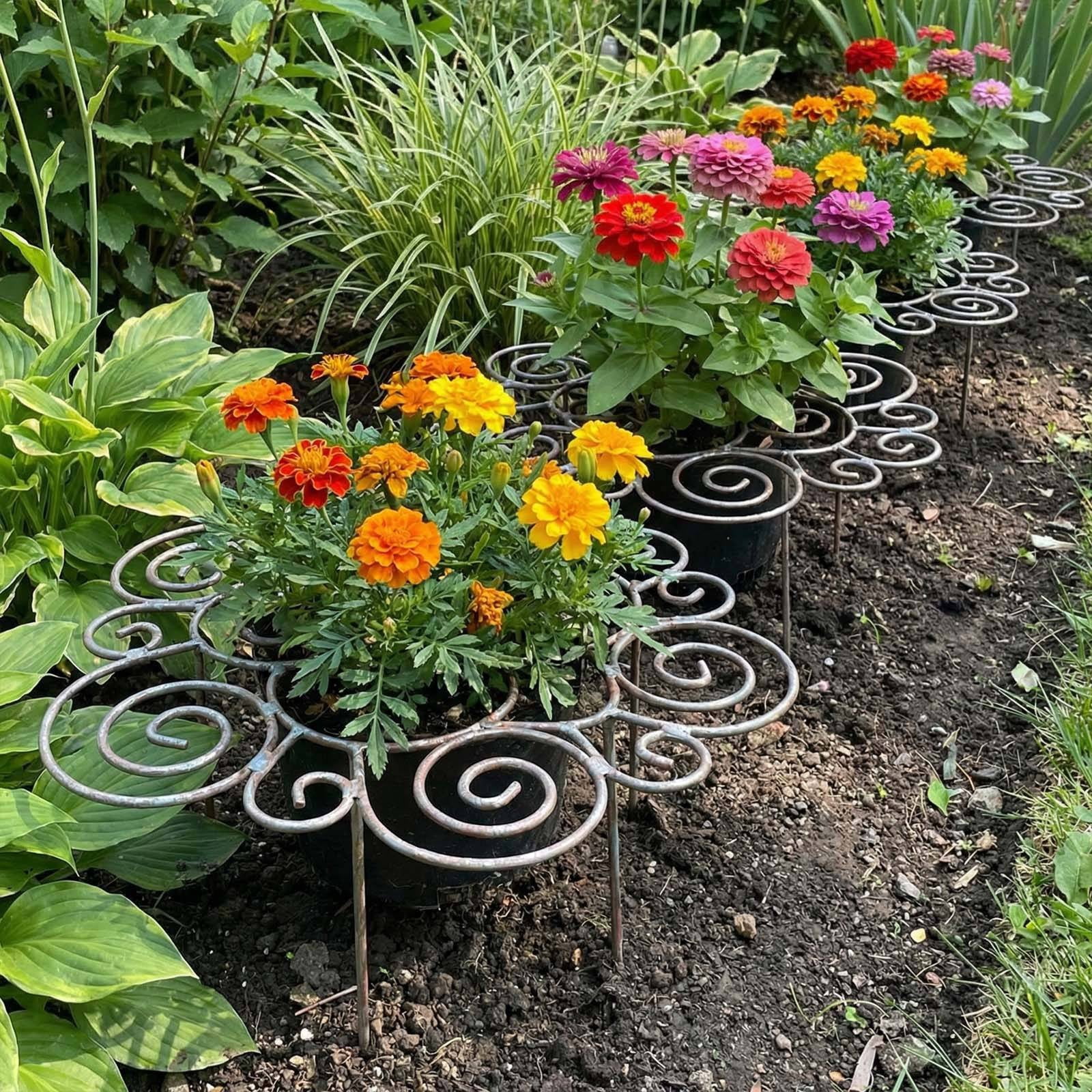 Metal Garden Plant Support Ring Flexible Adjustable Vine Climbing Holder Sturdy Iron Frame Plant Growth Support for Flower Vegetable Tomato Silver