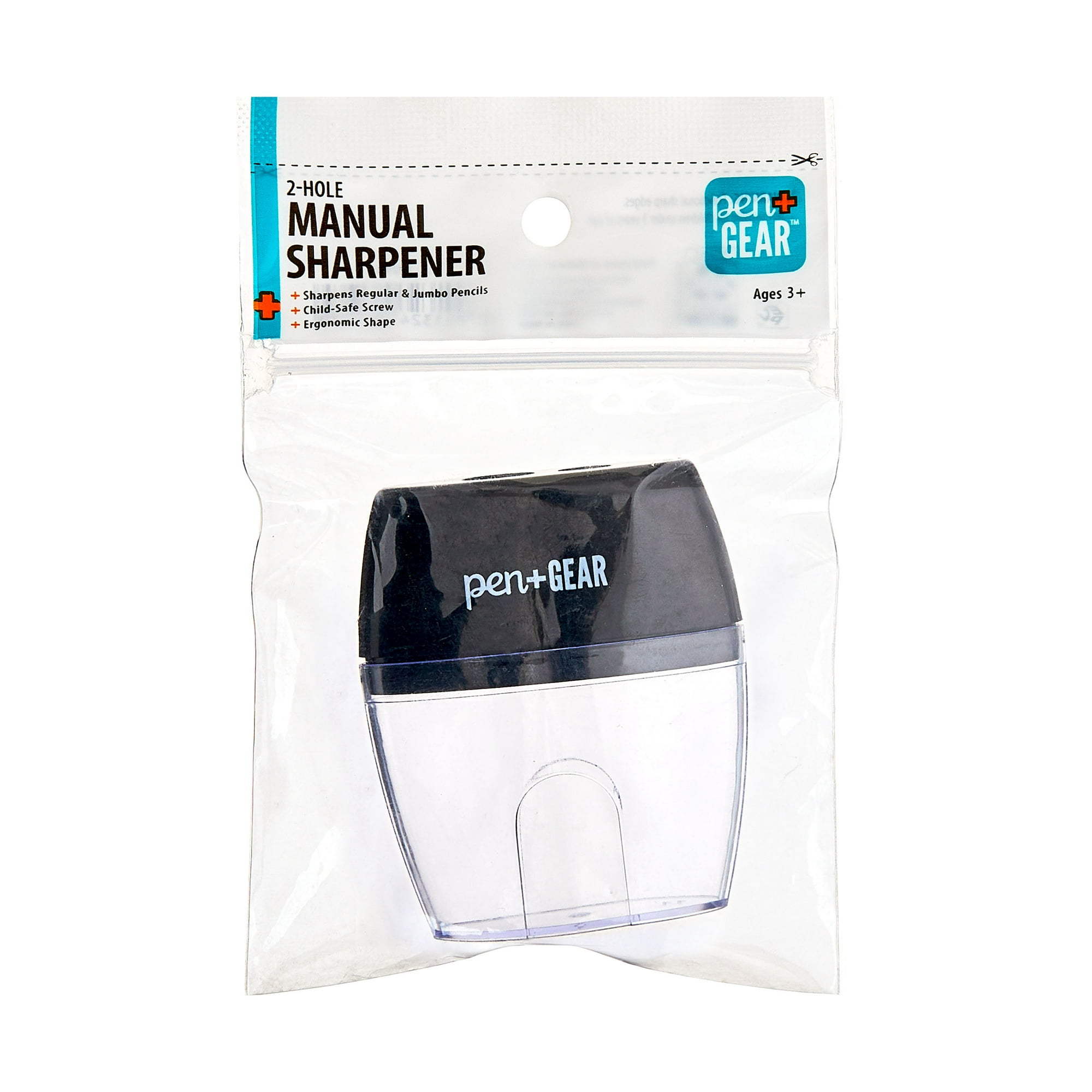 Pen+Gear 2-Hole, Handheld Manual Pencil Sharpener, Black, 1 Count