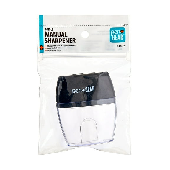 Pen+Gear 2-Hole, Handheld Manual Pencil Sharpener, Black, 1 Count