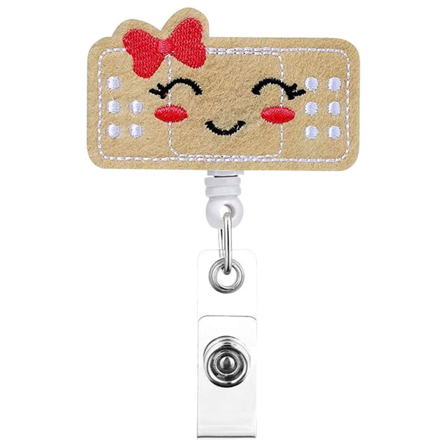 CREATITOY 1 Pc Felt Embroidered Band-Aid Badge Reel - Nurse ID Clip, Medical Staff Daily Work Accessory