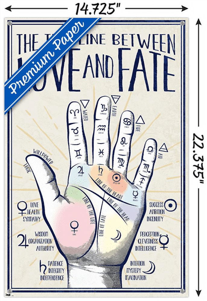 Palmistry Wall Poster with Push Pins, 14.725" x 22.375"