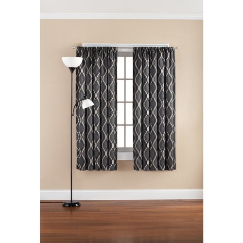 Mainstays Wave Room Darkening Polyester Curtain Panel, Gray Walmart