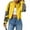 Yellow, variant on Womens Faux Leather Bomber Jackets Cropped Zip Up Color Block Fall Casual Moto Biker Coats