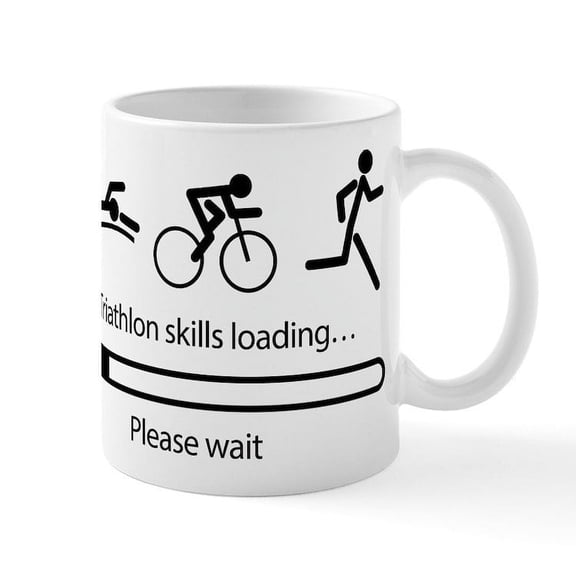 CafePress - Triathlon Skills Loading... Plea - 11 oz Ceramic Mug - Novelty Coffee Tea Cup