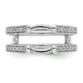thumbnail image 4 of 14K White Gold Ring Band Wedding Diamond Round Guard, Size 9, 4 of 7