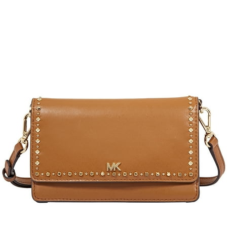 Michael Kors Studded Leather Phone Cross Body Bag Acorn