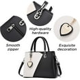 thumbnail image 5 of Kwuty Womens Leather Handbags Purse Top-handle Bags Contrast Color Stitching Totes Satchel Shoulder Bag for Ladies, 5 of 7