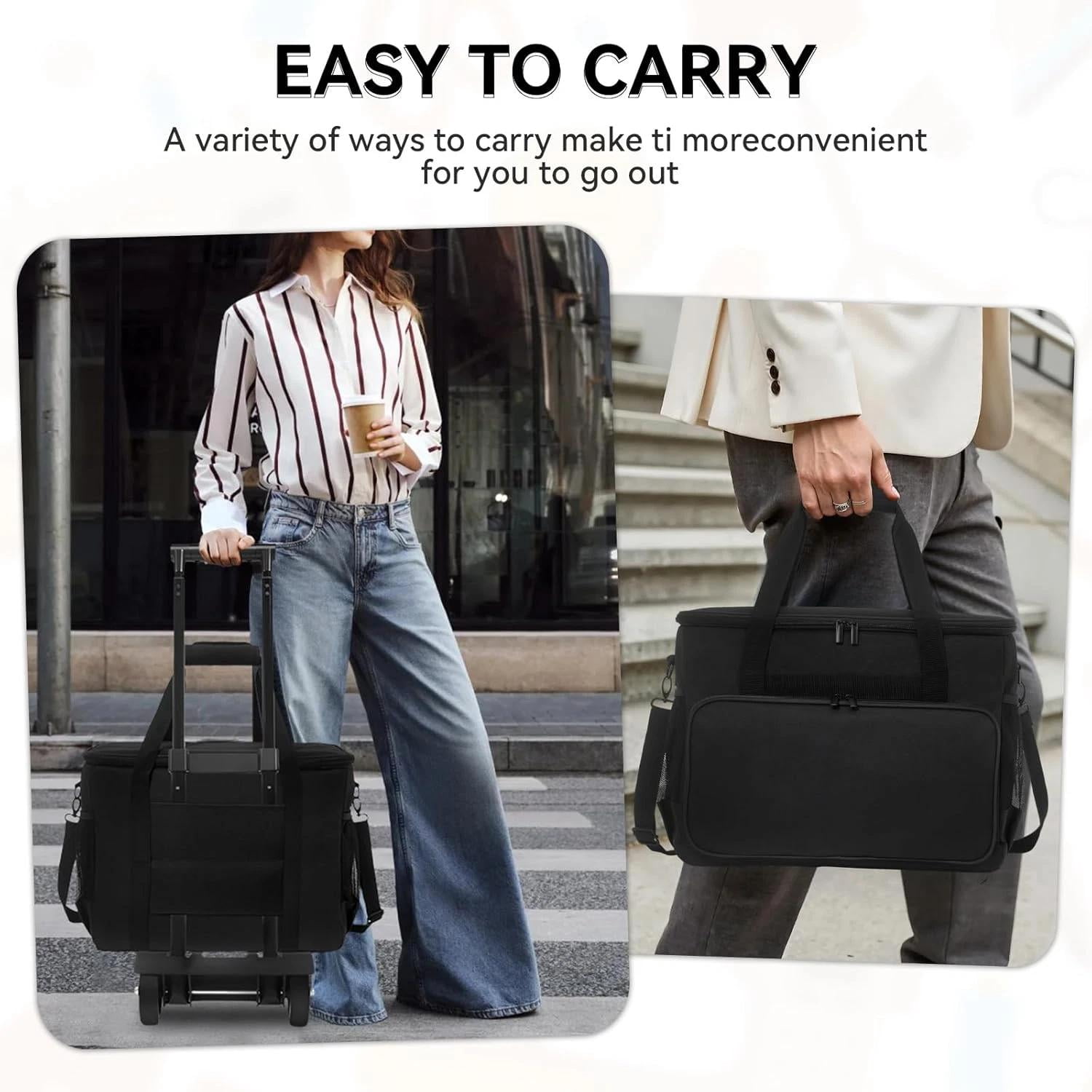 Rolling Sewing Machine Case with Wheels & Fixing Rope - Fits Most Machines