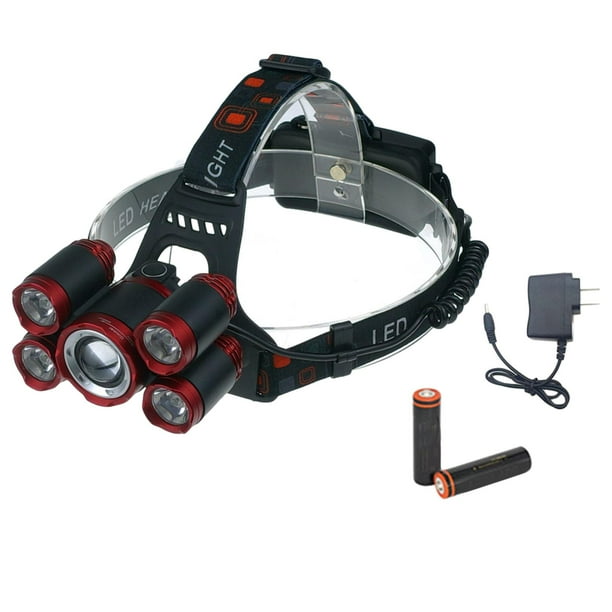 Linterna linterna Led recargable faro de trabajo, linterna frontal impermeable 18650 y Diadema ajustable, linterna de rojo Zulema Faro de la lámpara de cabeza