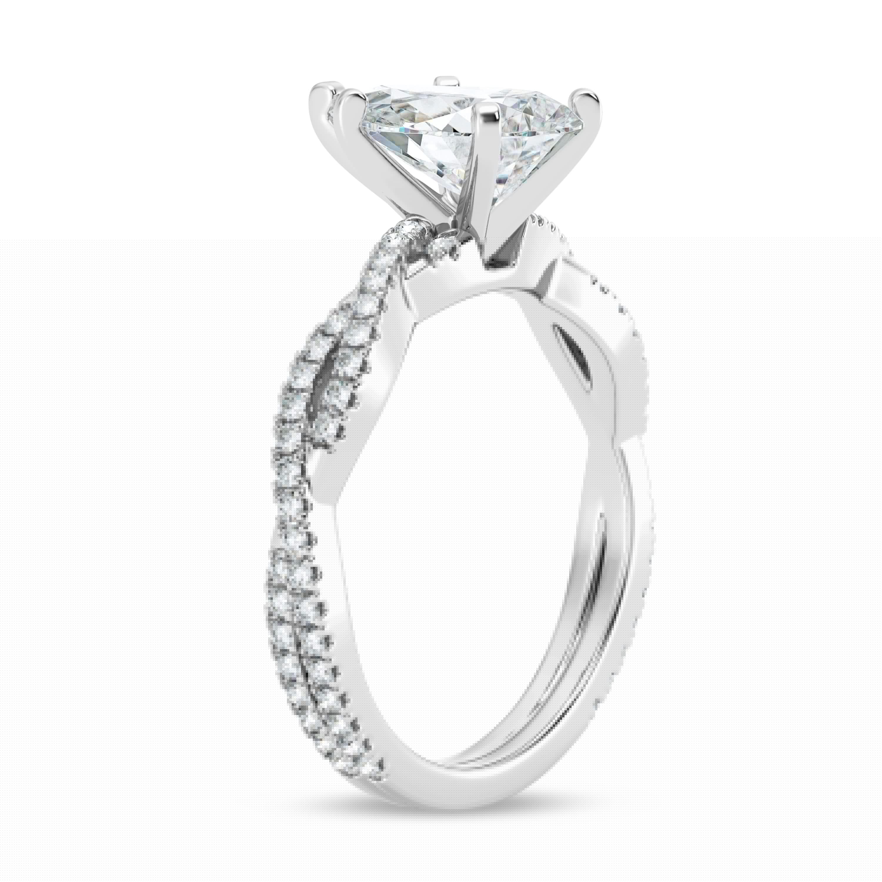 thumbnail image 2 of Empire Jewelry 1.6 Ct Pear Cut Solitaire Diamond Ring - Twisted Shank Design - 14K White Gold Plated Wedding Jewelry for Women - Sparkling Engagement Ring, 2 of 3
