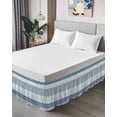 thumbnail image 4 of Boho Blue Aqua Wrap Around Bed Skirts for Queen Bed 16" Drop,Bed Skirt with Adjustable Elastic Belt Dust Ruffle Bed Valance for Bedroom Hotel Geometric Stripes Tribal Bohemia Retro Bed Frame Cover, 4 of 7