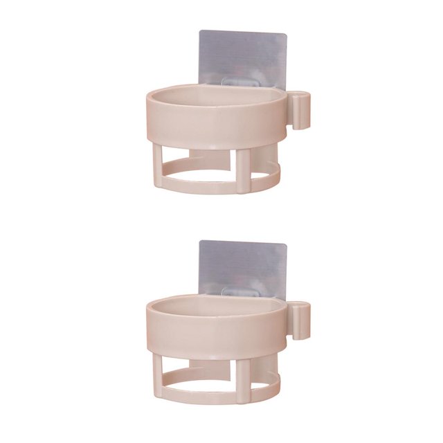 Billuyoard Soporte para secador de pelo montado en la pared de alta calidad, estante de baño ABS, soporte para secador de pelo, organizador de beige 2Conjunto