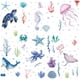 thumbnail image 1 of Pegatinas de pared de animales marinos de PVC, impermeables, autoadhesivas, tortugas, caballitos de mar, ballenas, conchas, medusas, rectangulares, 8 hojas, 8 estilos, extraíbles, para ventanas,, 1 of 8