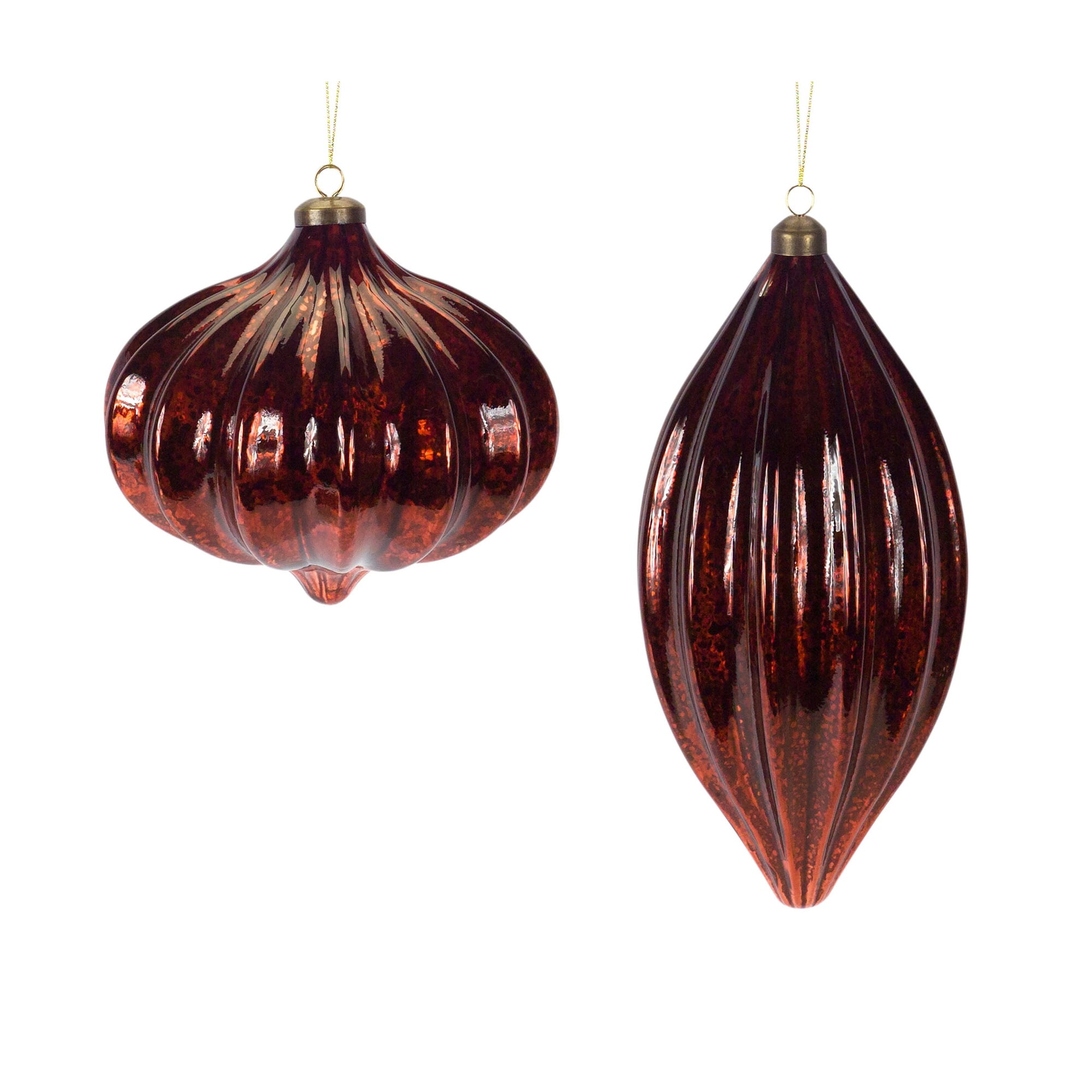 Set of 12 Copper Brown Glass Drop Ornament 9.25”