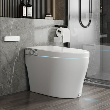 1.28 GPF Tankless Elongated Smart 1-Piece Toilet Bidet in White with Auto Close/Open/Flush, Warm Air Dryer