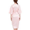 thumbnail image 2 of Defitshape Women's Satin Kimono Robe Short Sleeve V Neck Bath Robe with Pockets for Bridesmaid Wedding Party Silk Pure Dressing Gown Belted Tie Up Lightweight Light Pink 3X-Large, 2 of 5