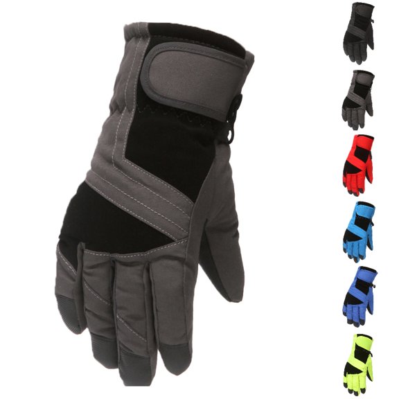 Fgnfyis Kids Ski Gloves Soft Outdoor Skating Snowboarding Windproof Boys Girls Winter Gloves Print Ski Mittens Grey