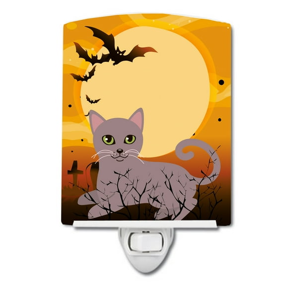 Halloween Russian Blue Cat Ceramic Night Light