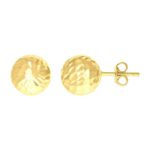 14k Yellow Gold Womens Diamon-cut 10mm Ball Stud Earrings Jewelry Gift for Women