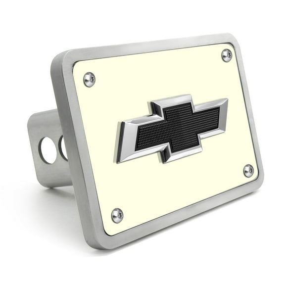 iPick Image for Chevrolet Black 3D Logo Glow in the Dark Luminescent Billet Aluminum 2 inch Tow Hitch Cover, Official Licensed