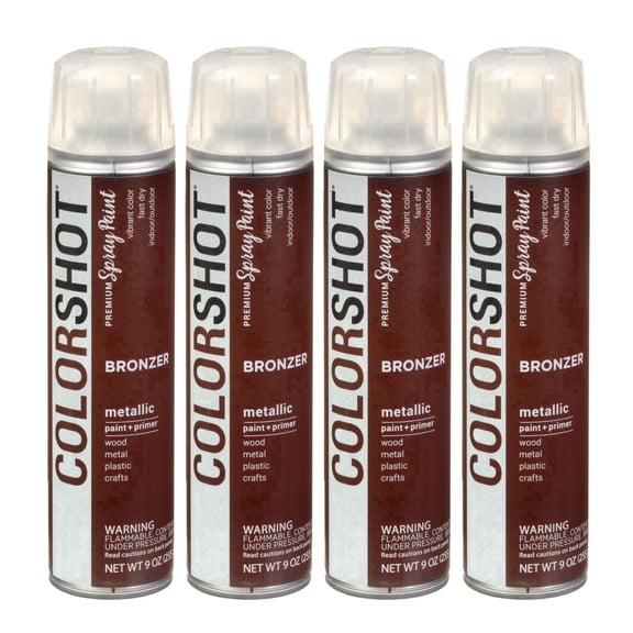 COLORSHOT Metallic Spray Paint, Bronzer (Brown) 9 oz. 4 Pack, Fast-Drying Acrylic Paint, Indoor & Outdoor Use