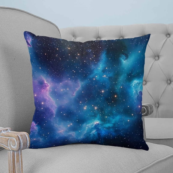 Starry Sky Throw Pillow Covers, Soft Pillowcases with Invisible Zipper, Modern Rustic Blue Purple Ombre Star Night Decorative Square Pillow Cushion Covers for Living Room Couch Sofa Bed 18x18 Inches